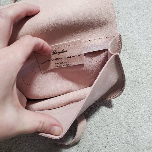 GARUGLIERI Italian Leather Belt Bag Waist Fanny Pack Purse Pastel Pink 7" x 4.5" - Picture 10 of 14